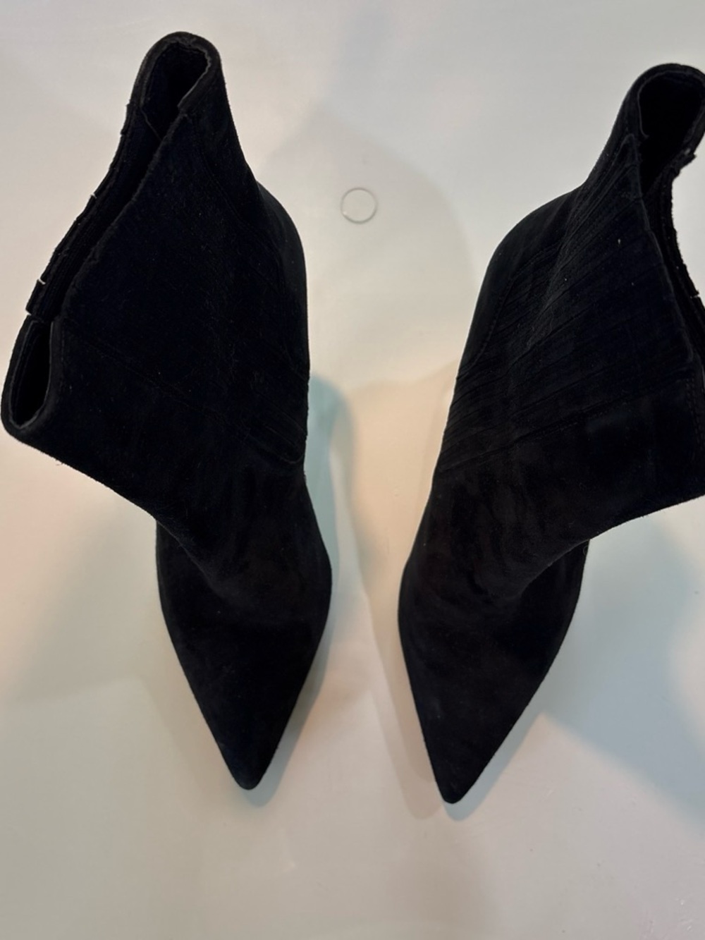 Veronica Beard Black Suede Pointed-Toe Stiletto Ankle Boots - Picture 2 of 6